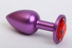 Анальная пробка Purple Small с красным стразом