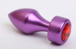 Конусная анальная пробка Purple Small с красным стразом