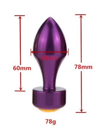 Конусная анальная пробка Purple Small с фиолетовым стразом