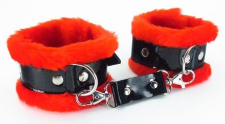 Красные наручники с мехом BDSM Light #710002