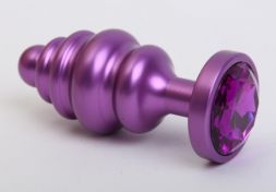Фиолетовая анальная пробка Spiral Small с фиолетовым стразом