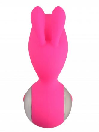 Розовый вибростимулятор клиторальный с воронкой и ушками Джага-Джага