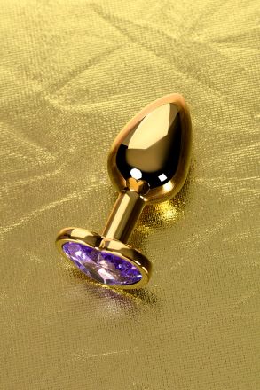 Анальная пробка Metal Small Gold с кристаллом цвета аметист