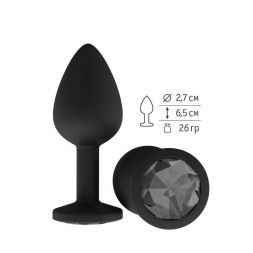 Анальная втулка Silicone Black Small с черным кристаллом