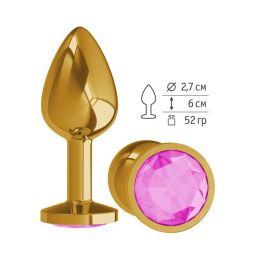 Анальная втулка Gold Small с розовым кристаллом