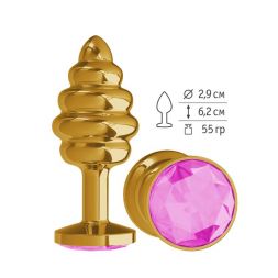 Анальная втулка Gold Spiral Small с розовым кристаллом
