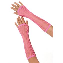 Длинные розовые перчатки в сетку Electric Lingerie